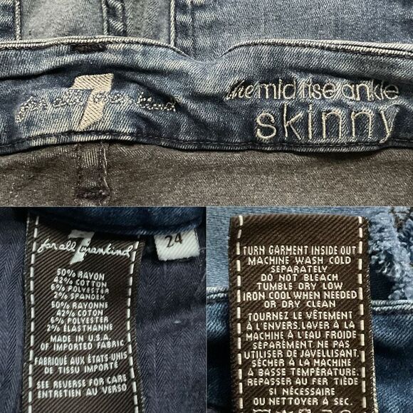 7 For All Mankind Custom Cutoff Distressed Mid Rise Jean Shorts 24 - Picture 5 of 6